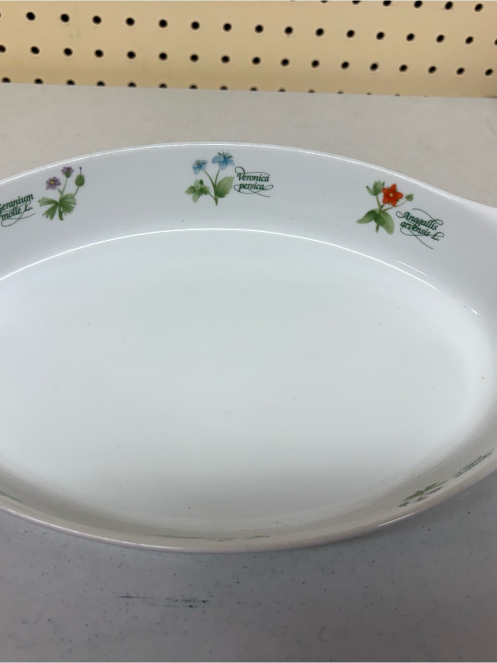 Anchor Hocking White Ceramic Serving Platter with Floral Decals